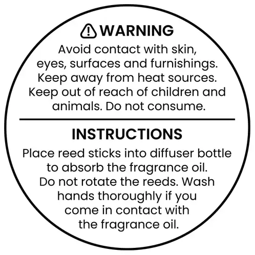 Reed Diffuser Warning Label - 1.5 Inch Round