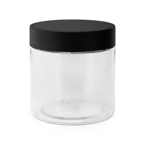 8 oz. Clear Single Wall PET Jar with Matte Black Lid