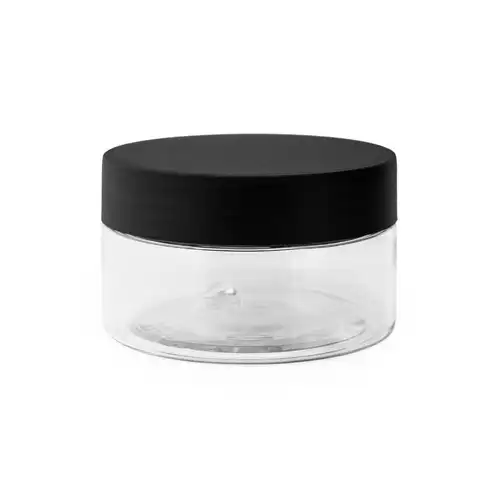 4 oz. Clear Single Wall PET Jar with Matte Black Lid