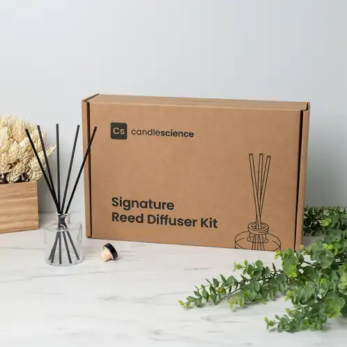 Signature Reed Diffuser Kit Box with clear reed diffuser bottle setup