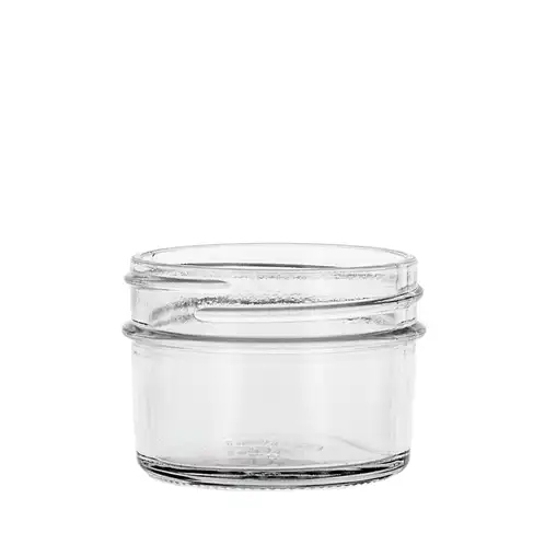 4 oz. glass jelly jar view from the side